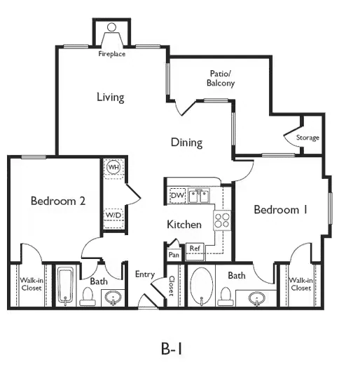 2 Bed/2 Bath 2082 floor plan